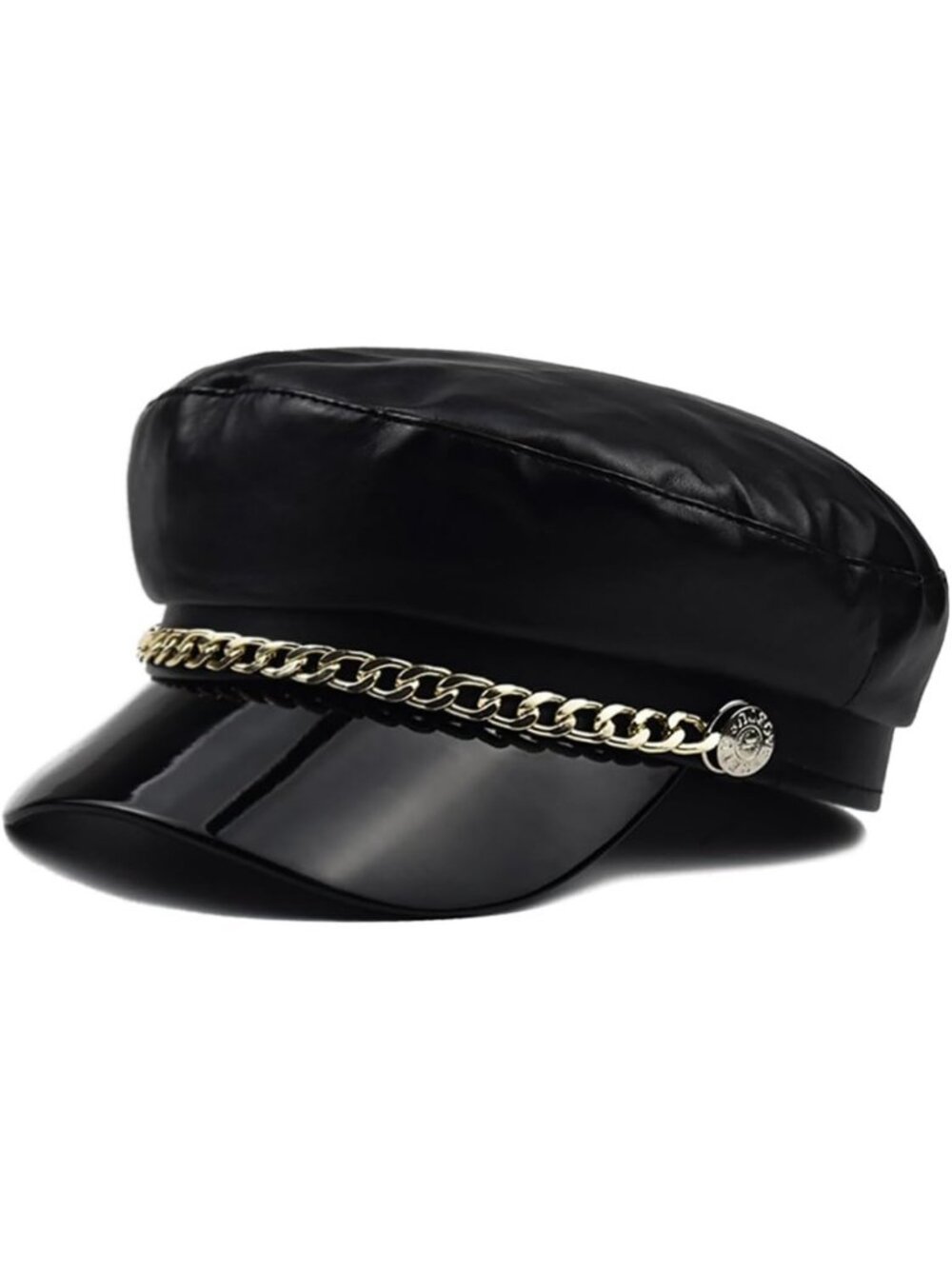 Stylish Women’s Fiddler Cap - PU Leather Newsboy Hat with Visor & Beret Design